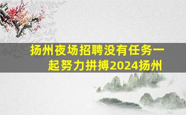 扬州夜场招聘没有任务一起努力拼搏2024扬州